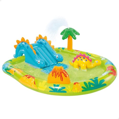 INTEX Piscina Infantil Inflável Playground Dinossauro 143 Litros com Escorregador e Jato de Água