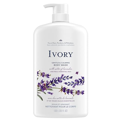 Ivory Body Wash, Designed for the Whole Family, Gentle Formula, Free of Dyes Heavy Perfumes Parabens Phthalates & Silicones, Lavender Scent, 35 oz