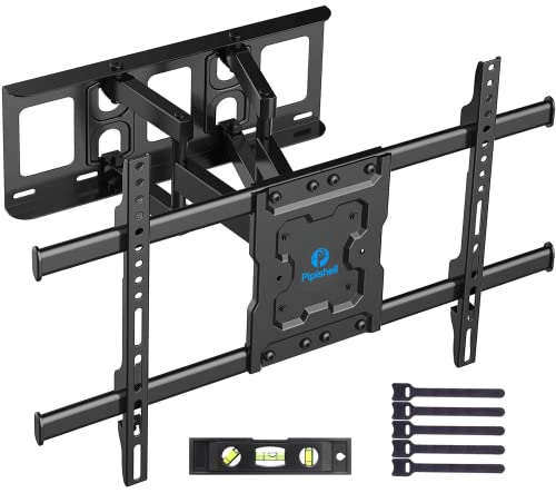 Pipishell Full Motion TV Wall Mount for 37-84" Flat Curved TVs, Wall Mount TV Bracket with Dual Articulating Arms Swivel Tilt Rotation, TV Mount up to 132lbs Max VESA 600x400 Fit 12"-16" Wood Stud