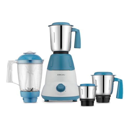 Bajaj Rex Dlx Mixer Grinder 750 Watts Mixie For Kitchen With Nutri-Pro Feature | 4 Stainless Steel Mixer Jars | Multifunctional Blade Dry & Wet Grindi