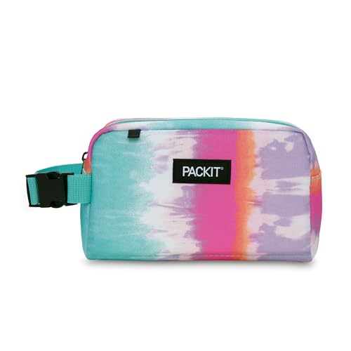 PackIt Freezable Snack Box, Tie Dye Sorbet, Built with ECOFREEZE Technology, Collapsible, Reusable, Zip Closure with Buckle Handle, Great for All Ages and Fresh Snacks on the go