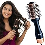 AGARO Hot Air Brush for Hair, Blow Dryer Brush, Volumizer & Styler, 360° Air flow Vent, Oval Barrel for Hair Volume, Charcoal Bristles, ...