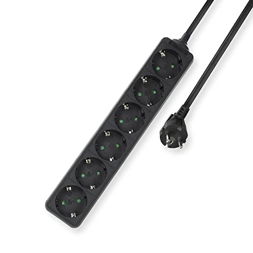 🔥 STARKER PREIS (-31%) ACT Steckdosenleiste 6-Fach, Steckdosenleiste 3m Kabel, Mehrfachsteckdose Schwarz mit Kindersicherung, Verteilersteckdose mit 45 Grad Winkel – AC2460