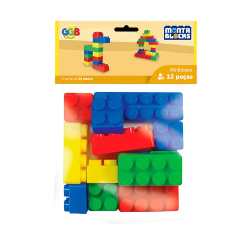 GGB Brinquedo Blocos de Montar Kit com 12 Peças Coloridas