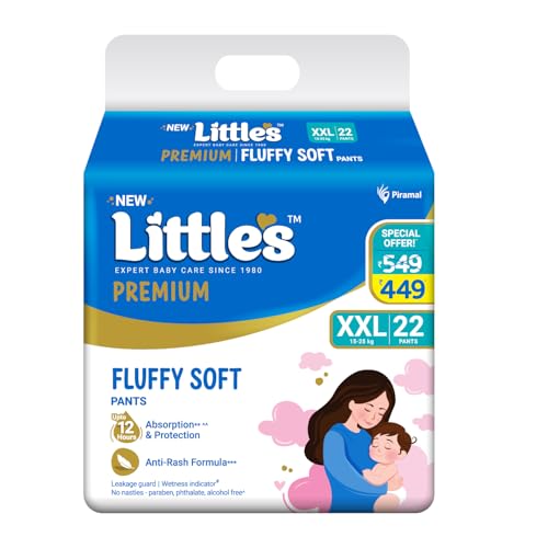 Premium Baby Diapers XXL Size | Pants Style | 15-25 kg | 22 Count - Pack of 1 | FluffySoft Baby Diaper with Leakage Guard, Wetness Indicator & 12 Hour