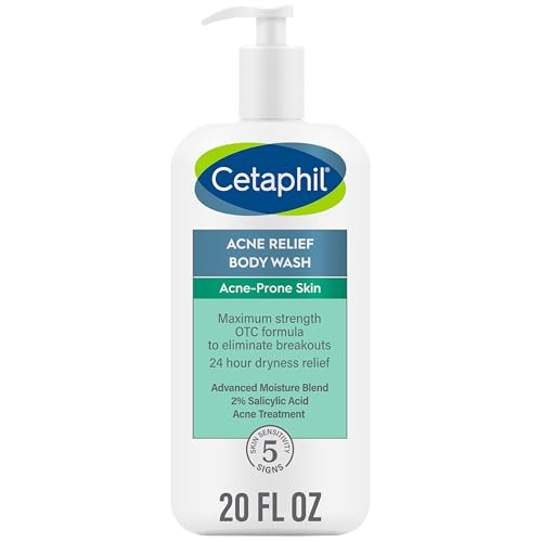 Cetaphil Body Wash, Acne Relief Body Wash with 2% Salicylic Acid to Eliminate Breakouts, Gently Exfoliates and Provides 24Hr Dryness Relief, 20 oz