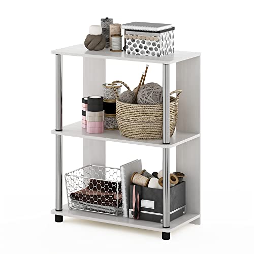 Furinno JAYA Book Shelf, 3-Tier Display Shelf, Open Storage Shelves, Shelving Unit, for Organization and Storage, Living Room, Garage, Home Office, White Oak