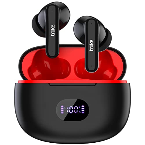 Truke Air Buds+ True Wireless Earbuds with Quad-Mic Noise Cancellation(AI-ENC) for HD Calls | Upto 48hrs of Playtime | Auto in-Ear Detection | APP Sup