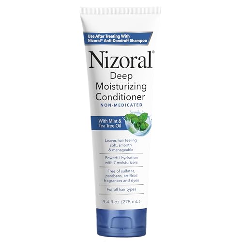 Nizoral Deep Moisturizing Conditioner with Mint & Tea Tree Oil for All Hair Types - Free of Sulfates, Parabens, Artificial Fragrances and Dyes, 9.4 oz