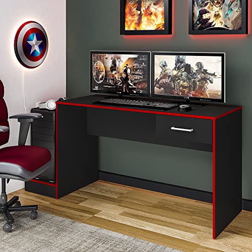Artely Mesa Gamer para Computador, Preto/Vermelho