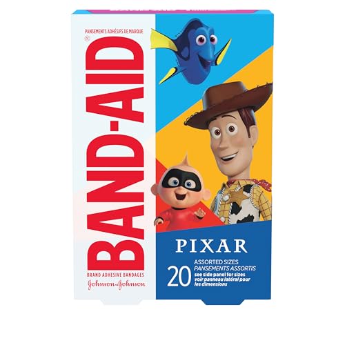 Band-Aid Brand Adhesive Bandages for Minor Cuts & Scrapes, Wound Care Featuring Disney/Pixar Mashup Characters, Fun Bandages for Kids and Toddlers, Assorted Sizes, 20 Count