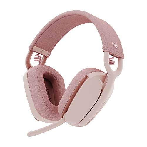 Logitech Zone Vibe 100 Lightweight Wireless Over Ear Headphones with Noise Canceling Microphone, Advanced Multipoint Bluetooth Headset, Works with Teams, Google Meet, Zoom, Mac/PC - Rose