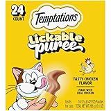 Temptations Lickable Cat Treats, Creamy Puree Squeezable, Wet Cat Treats with Chicken, 0.42 oz. Tubes, 24 Count