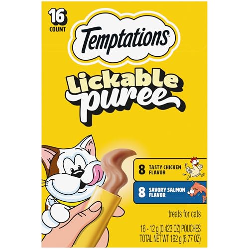 Temptations Creamy Puree Variety Pack of Squeezable Cat Treats, 0.42 oz. Tubes, 16 Count