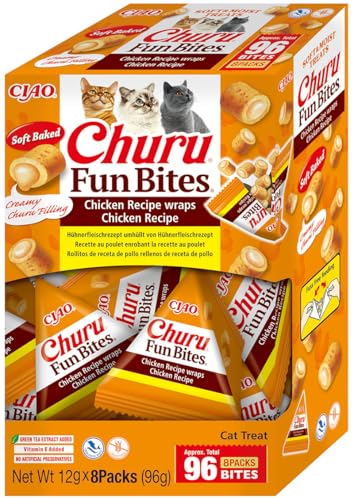(-22%) INABA Churu Fun Bites Hochwertige Proteine mit 58% Huhn, Ohne Getreide, Ohne Zucker Katzen Leckerlies, Ohne Tierische Nebenprodukte, Weiche Leckere Katzenleckerlis in kleinen Häppchen 96 g (1er Pack)