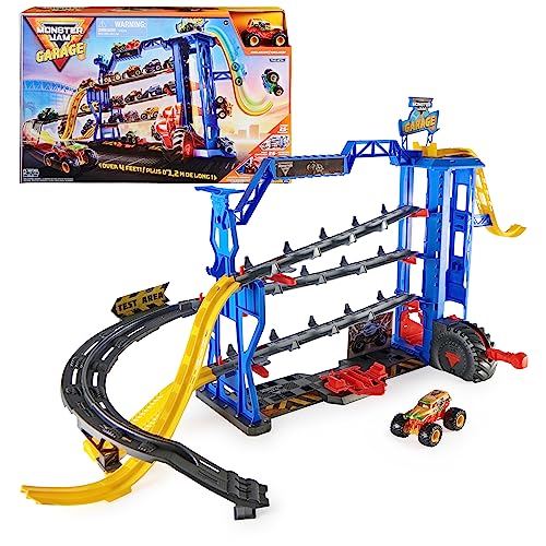 Monster Jam Garage Playset and Storage with Exclusive Grave Digger Monster Truck, Lights & Sounds, Kids Toys for Boys and Girls Ages 4 and Up