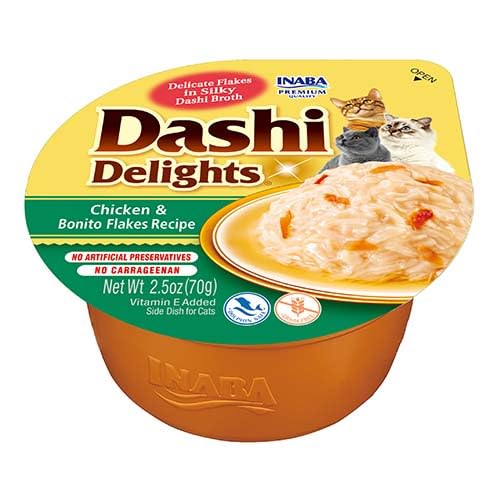 🔥 STARKER PREIS (-19%) INABA Dashi Delights Katzenfutter Nass 100% Natürliches Hähnchenfleisch | Getreidefrei, Zuckerfrei, ohne künstliche Aromen, 86% Feuchtigkeit | Premium Katzen Leckerlies in Brühe 70 g (1er Pack)