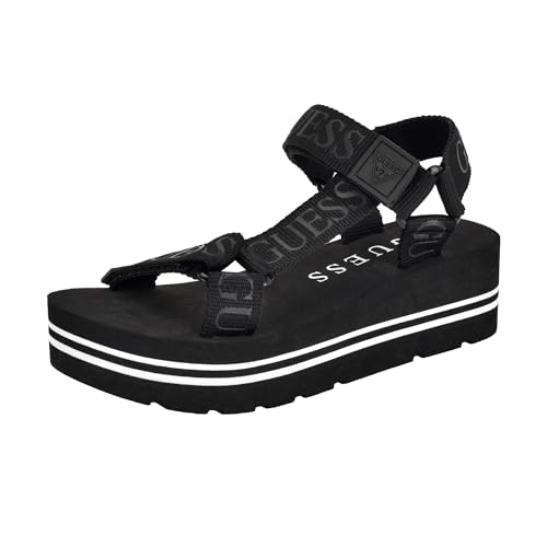 Guess Women's AVIN Wedge Sandal, Black, 6.5