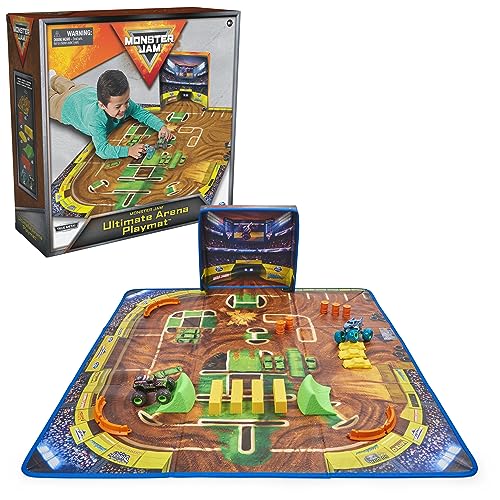 Monster Jam, Ultimate Arena Playmat & Storage with 2 Exclusive Monster Trucks, 1:64 Scale, 20 Accessories, Kids Toys for Boys and Girls Ages 4 and Up