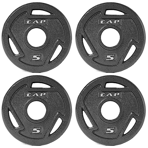 CAP Barbell 2-Inch Olympic Grip Weight Plate, 5 lb, Set of 4, 5 lb, Set of 4 Black (OPHWIS-005)