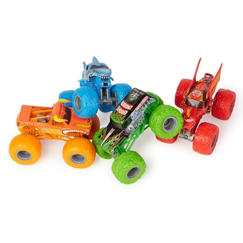 MONSTER JAM - PACK DE 4 VÉHICULES DIE CAST 1:64 - 4 Véhicules Authentiques Monster Trucks Officiels Show Monster Jam À Collectionner Echelle 1:64 - Jouet Enfant 3 Ans et +
