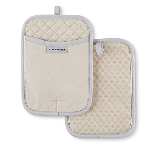 KitchenAid Asteroid Pot Holder 2-Pack Set, Milkshake Tan, 7"x10"