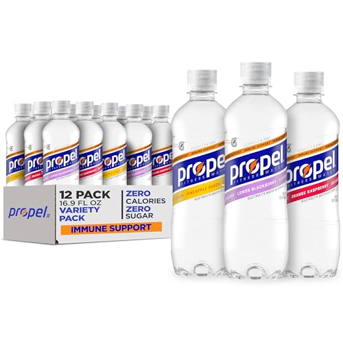 Propel Immune Support with Vitamin C + Zinc, 3 Flavor Variety Pack, 16 Fl Oz (Pack of 12)