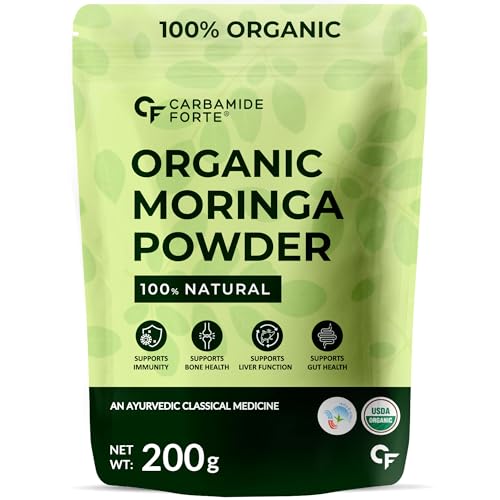 Carbamide Forte 100% Organic Moringa Powder - Moringa Oleifera - USDA Certified | Moringa Leaves Powder | Moringa Powder Organic for Immunity,