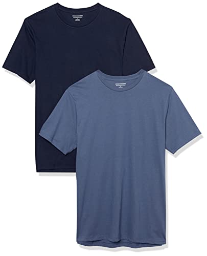 🔥 STARKER PREIS (-64%) Amazon Essentials Herren Kurzärmeliges Baumwolle Crewneck T-Shirt, 2er-Pack, Dunkelblau/Marineblau, XXL
