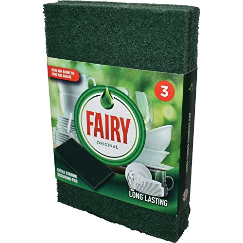 Addis Fairy Original Extra Strong Scourer Pads, Pack of 3, Mixed Colours Green