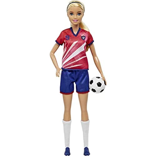 Soccer Doll, Blonde Ponytail, Colorful #9 Uniform, Soccer Ball, Cleats, Tall Socks, Great Sports-Inspired Gift for Ages 3 and Up