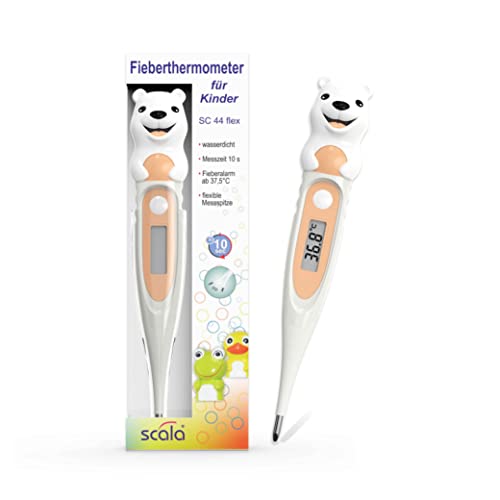 ⚡ BLITZDEAL (-57%) scala SC 44 flex Digitales Fieberthermometer Baby & Kinder – 10 Sek. Messzeit, flexible Spitze, Fieberalarm, wasserdicht – oral, rektal & axillar – Eisbär Motiv