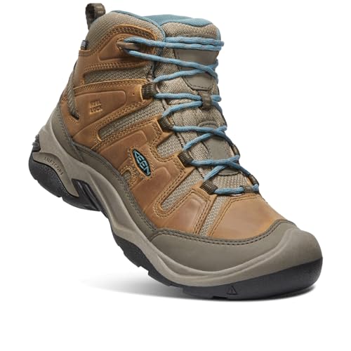 KEEN Women’s Circadia Mid Height Comfortable Waterproof Hiking Boots, Steel Grey/Cloud Blue, 7 Medium US