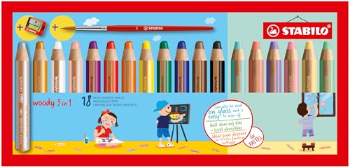 (-43%) STABILO - Buntstift, Wasserfarbe & Wachsmalkreide - woody 3 in 1