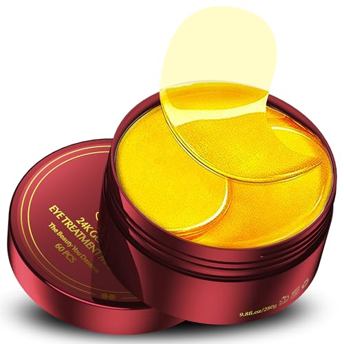 NAZANO 24K Gold Under Eye Patches - 60 Pack for Puffy Eyes, Dark Circles, Bags & Wrinkles with Collagen & Hyaluronic Acid