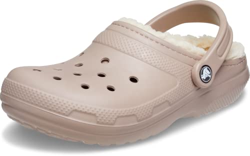 Crocs Unisex Men's and Women's Classic Lined Clog | Fuzzy Slippers, Mushroom/Bone, 12 Women/10 Men