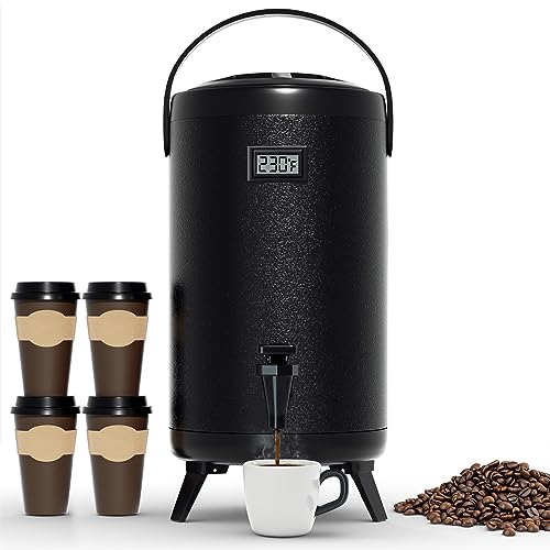 WantJoin Insulated Beverage Dispenser - Thermal 12L/3.2Gal Stainless Steel Hot & Cold Drink Dispenser with Spigot for Tea, Coffee, Milk, Water & Juice (Black)