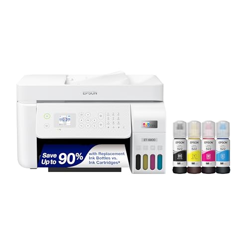 Epson EcoTank ET-4800 Wireless All-in-One Printer Great for Home Offices The spacious capacity and
