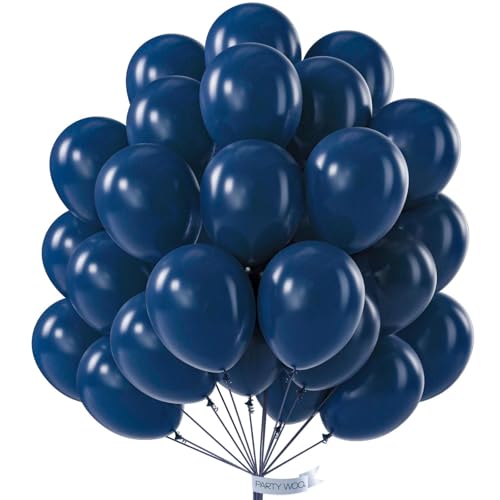 PartyWoo Navy Blue Balloons 50 pcs 12 Inch Matte Dark Blue Latex Helium Balloons for Graduation New Year Weddings Father's Day Sports Theme Baby Shower Birthday Party Decorations Blue-Y72