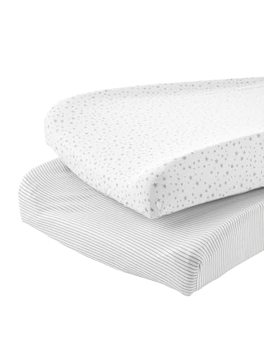 Simple Joys by Carter's Kids' Baby 2-Pack Cotton Changing Pad Covers, White, Stars, One Size