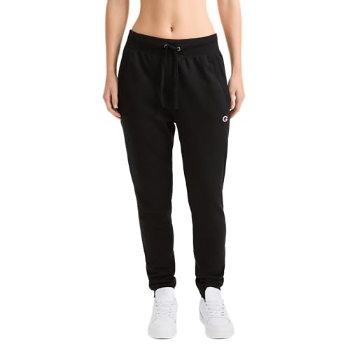 Champion Women's Fleece Joggers, Standard Fit, Midweight, Script, Available in Regular and Plus, Black-C Logo, Small