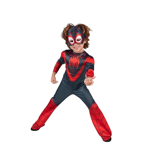 Jazwares Costume Play Marvel Miles Morales Toddler Costume - Authentic Spidey and His Amazing Friends Suit for Kids