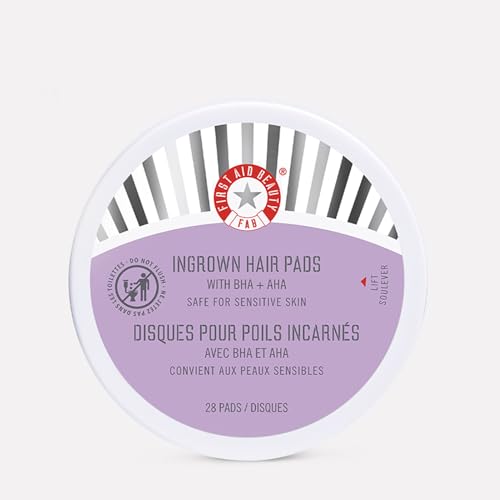 First Aid Beauty - Ingrown Hair Pads with BHA + AHA - Aftershave Treatment Pads to Help Prevent Razor Bumps for Men & Women - Exfoliate Underarms & Bikini Area - Compostable for Daily Use - 28 Pads