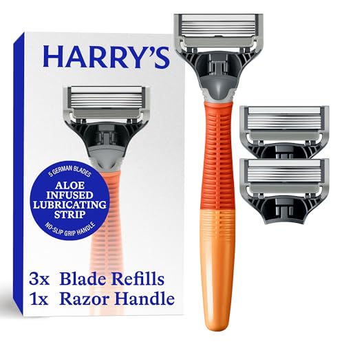 Harrys Original Shaving Kit Men Handle 3 Blade Refills Ember
