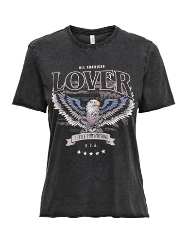 (-38%) ONLY Damen ONLLUCY REG S/S JRS NOOS Top, Black/Print:Lover,XL
