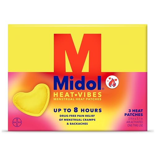 Midol Heat Vibes Menstrual Pain Relief Patches, for Period Cramp and Backache Relief, Pack of 3