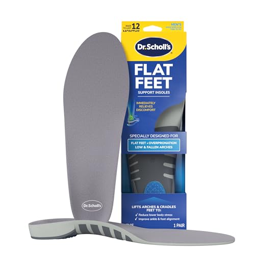 Dr. Scholl's Stability Support Insoles, Flat Feet & Overpronation Low Arch Support, Improves Balance & Stability, Motion Control, Trim Inserts to Fit Shoes, Men's Size 8-14