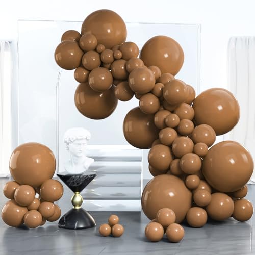 PartyWoo Brown Balloons 100 pcs Different Sizes of 18 12 10 5 Inch Boho Neutral Coffee Dark Brown Balloon Arch Kit Garland for Wedding Baby Shower Gender Reveal Birthday Party Decorations Brown-F09
