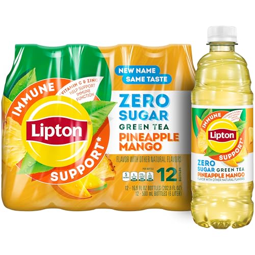 Lipton Immune Support Diet Pineapple Mango, 16.9 Fl Oz Bottles (Pack of 12)