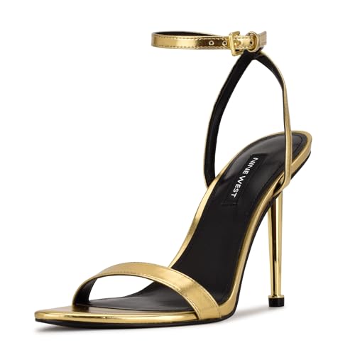 Nine West Women's Reina3 Heeled Sandal, Gold Metallic 710, 8.5